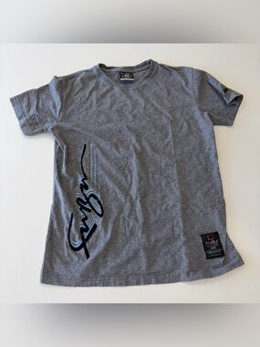 FUBU Gray Short Sleeve Tee with Black Script Detail